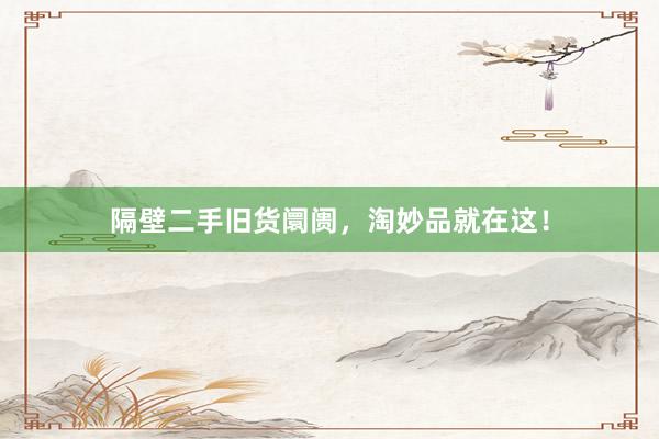 隔壁二手旧货阛阓，淘妙品就在这！
