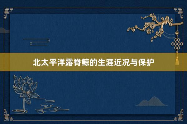 北太平洋露脊鲸的生涯近况与保护